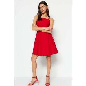Trendyol Red Woven Ruffle Mini Dress that opens at the waist