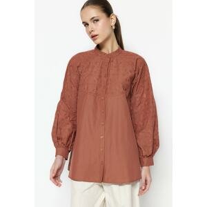 Trendyol Brown Embroidered Woven Shirt