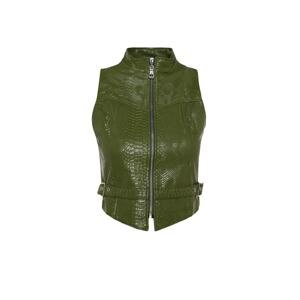 Trendyol Limited Edition Khaki Woven Lined Crocodile Patterned Vest