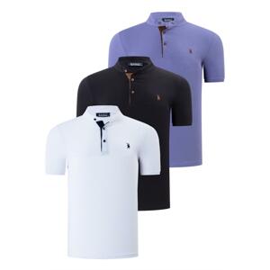 TRIPLE SET T8560 DEWBERRY MENS T-SHIRT-BLACK-WHITE-LILAC