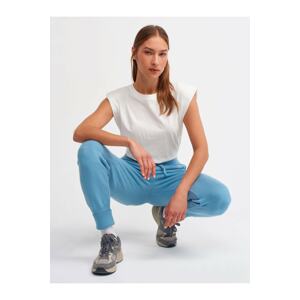 Dilvin 2561 With a Brit Waist, Side Pockets Knitwear Pants-blue