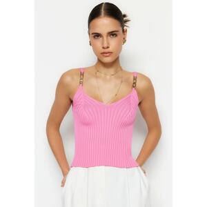 Trendyol Pink Knitwear Blouse with Accessory Detail