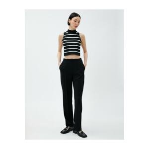 Koton Elastic Waist Comfortable Trousers with Pockets Ribbed