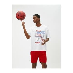 Koton Sports Oversize póló kosárlabda nyomtatott Crew nyak rövid ujjú