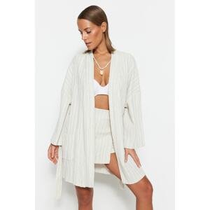 Trendyol Ecru Belted Mini Woven Kimono & Kaftan