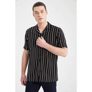 DEFACTO Regular Fit Short Sleeve Striped Viscose Shirt