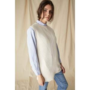DEFACTO Basic Crew Neck Perforated Patterned Relax Fit Knitwear Pullover