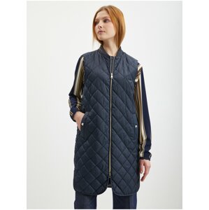 Dark Blue Womens Long Quilted Vest Geox - Ladies