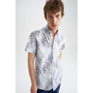 DEFACTO Slim Fit Polo Neck Floral Short Sleeve Shirt