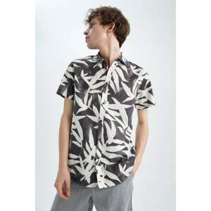 DEFACTO Slim Fit Poplin Printed Short Sleeve Shirt