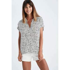 DEFACTO Regular Fit Leopard Patterned Short Sleeve Shirt