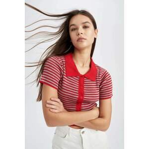 DEFACTO Slim Fit Short Sleeve Striped Crop Jumper