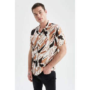 DEFACTO Regular Fit Short Sleeve Leaf Print Poplin Shirt