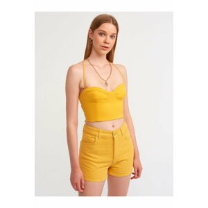 Dilvin 20163 Lace-Up Crop Top-orange