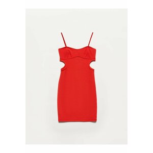Dilvin 90394 Window Detail Mini Dress-red