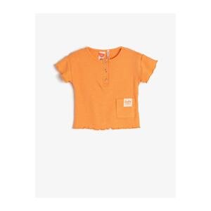 Koton T-shirt with Snap Button Detailed Round Neck Short Sleeves