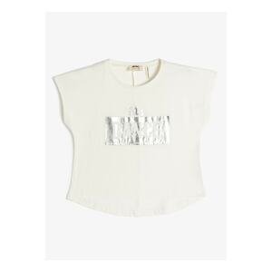 Koton Printed Ecru Girls' T-Shirt 3skg10043ak