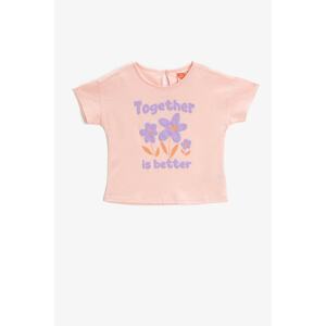 Koton Baby Girl Short Sleeve Crew Neck Floral Printed T-Shirt 3smg10100ak