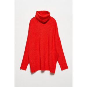 Dilvin 2268 Wide Turtleneck Sweater-red