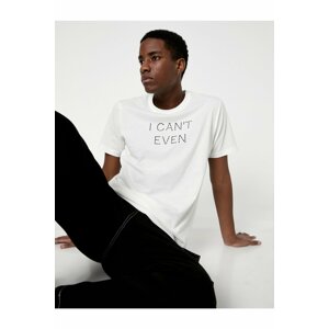 Koton Motto Printed T-Shirt Crew Neck Short Sleeve Slim Fit