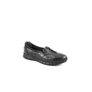 Forelli 29444 Women's Black Leather and Bone Protrusion Special Comfort Shoes.