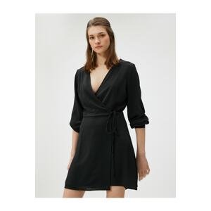 Koton V-Neck Long Sleeve Wrap Mini Dress