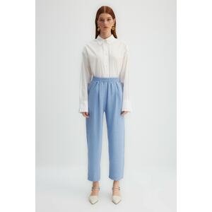 Trendyol X Kevser Sarıoğlu Blue Elastic Waist Woven Trousers