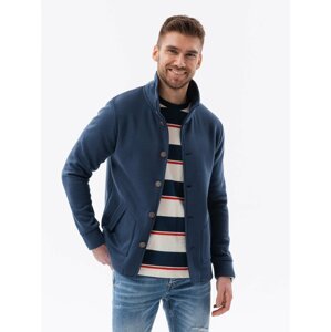 Ombre Men's button-down sweatshirt with collar - dark blue