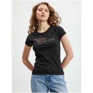 Black Women's T-Shirt Guess Flame - Women