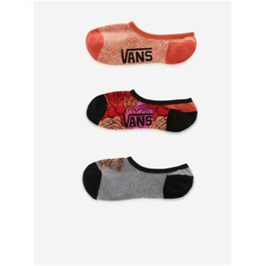 Set of three pairs of women's floral socks in black and red VANS R - Ladies