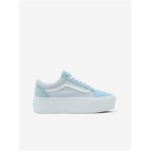 Light blue womens suede sneakers on the platform VANS Old Skool - Women