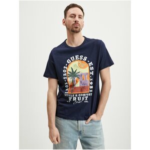 Dark blue men's T-shirt Guess Palm Window - Men