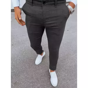 Men's Dark Grey Checkered Chino Trousers Dstreet