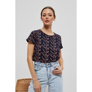 Blouse with small floral print Moodo - dark blue