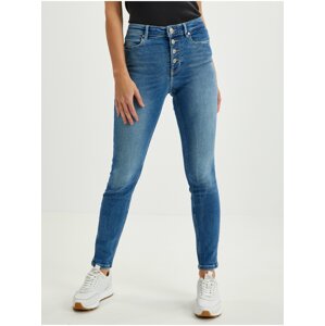 Blue Women Skinny Fit Jeans Guess 1981 Exposed Button - Women