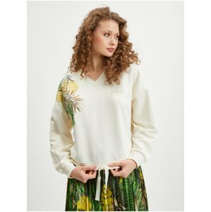 Cream Women's Patterned Sweatshirt Guess Palm - Women