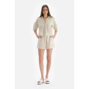 Dagi Beige Linen Shorts