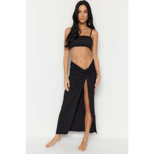 Trendyol Black Maxi Knitted Pleated Skirt