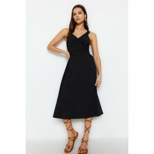 Trendyol Black Gathered Woven Dress