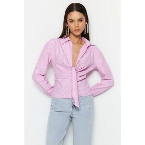 Trendyol Pink Collar Detailed Poplin Shirt