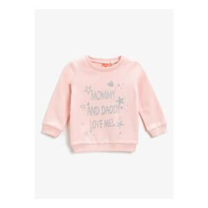 Koton Patterned Girls Pink Sweatshirt 3skg10087ak