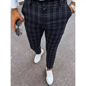 Men's Black Checkered Chino Trousers Dstreet