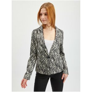 Women's white and black patterned blazer in suede finish ORSAY