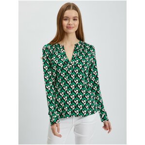 Women's white-green patterned blouse ORSAY