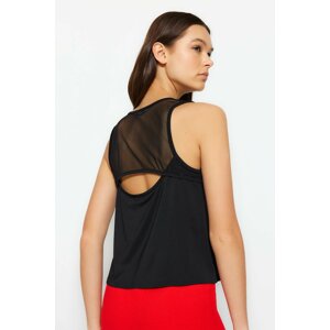 Trendyol Black Back Window/Cut Out and Tulle Detailed Sports Blouse
