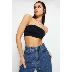 Trendyol Crop Top - Dark blue - Plain