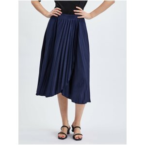 Navy blue women's pleated midi skirt ORSAY