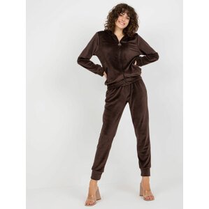 Women's dark brown velour set with sweatshirt