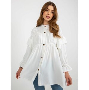 Ecru boho shirt with ruffles and squeezing OCH BELLA