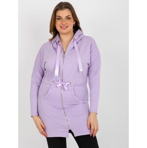 Light purple zippered sweatshirt with hem in larger size
